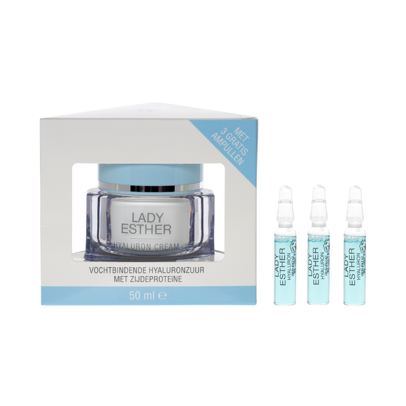 Lady Esther Hyaluron met Zijdeproteine 24 uurs creme + 3 Gratis Ampullen