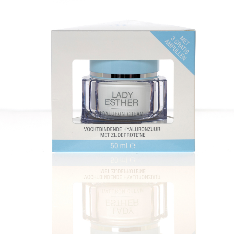 Lady Esther Hyaluron met Zijdeproteine 24 uurs creme + 3 Gratis Ampullen